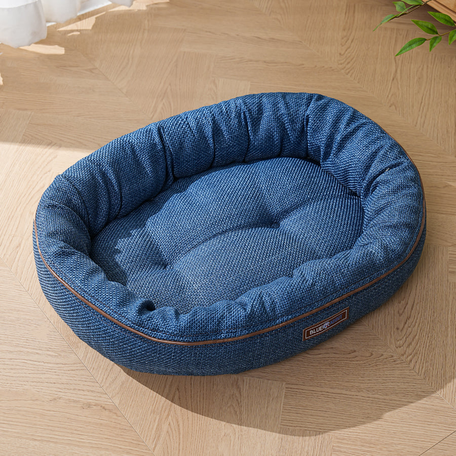 Blue Cozy Oval Pet Bed