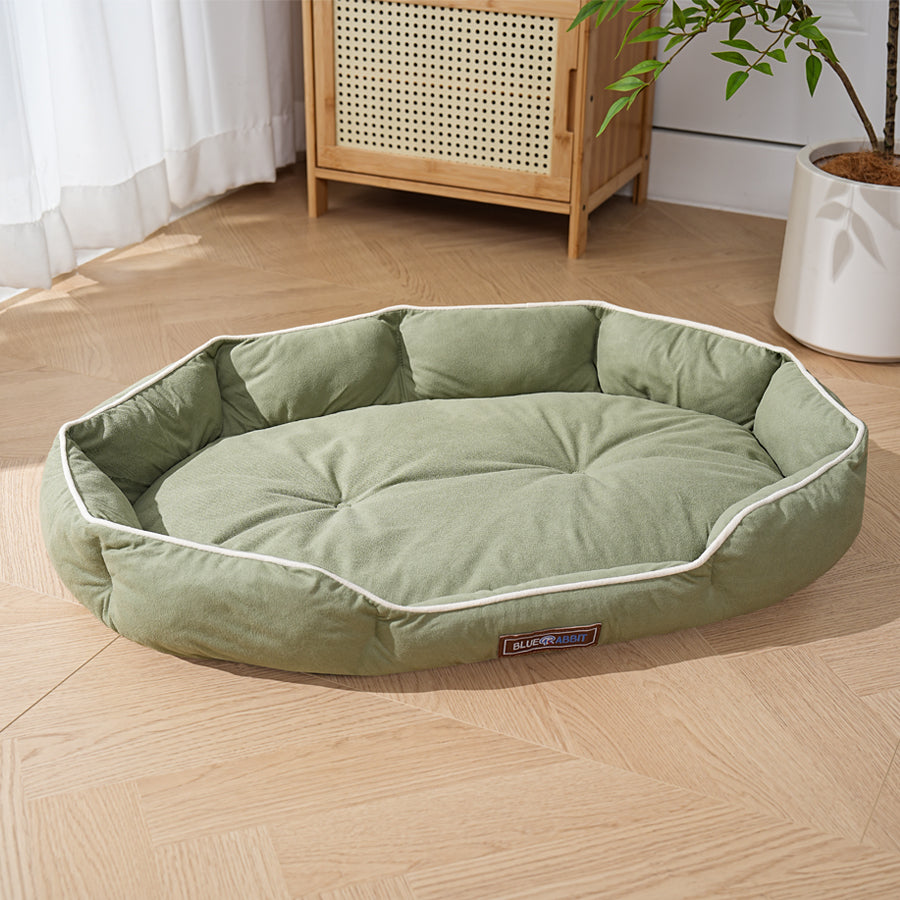 Plush Oval Green Dog Bed