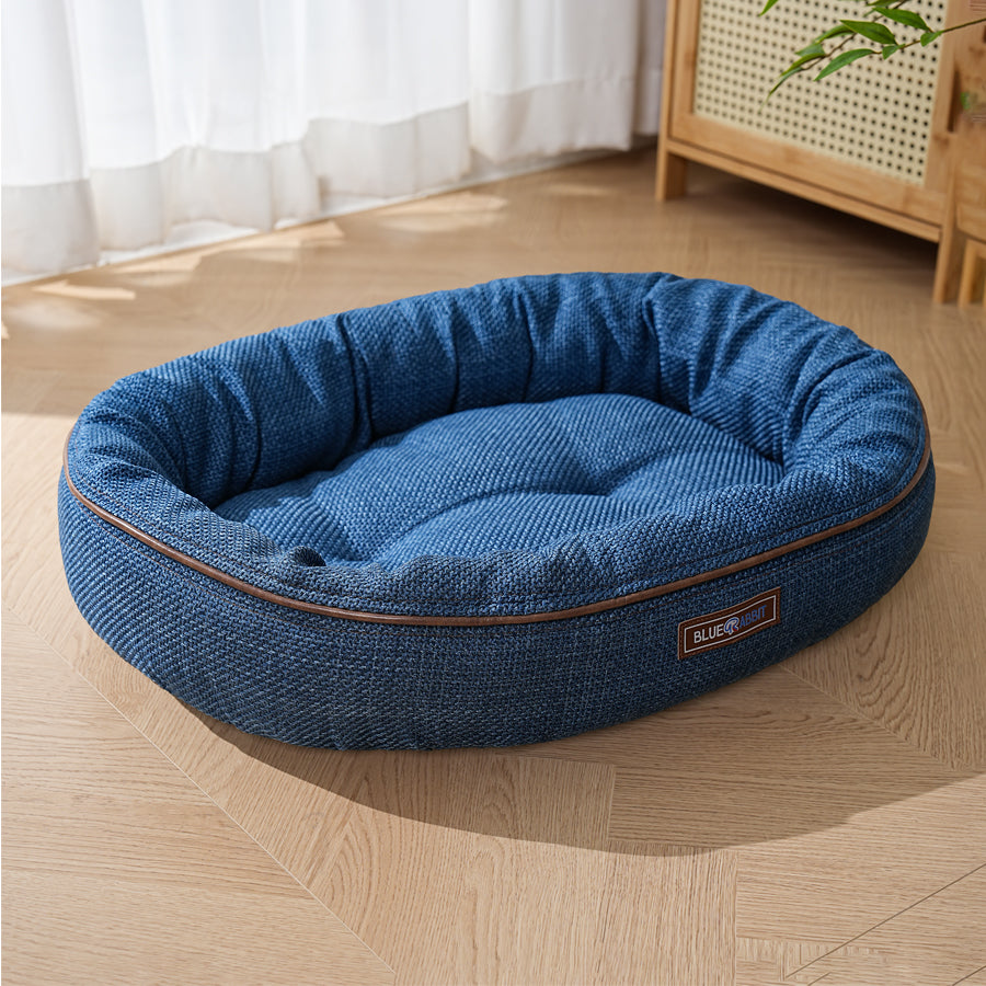 Blue Cozy Oval Pet Bed