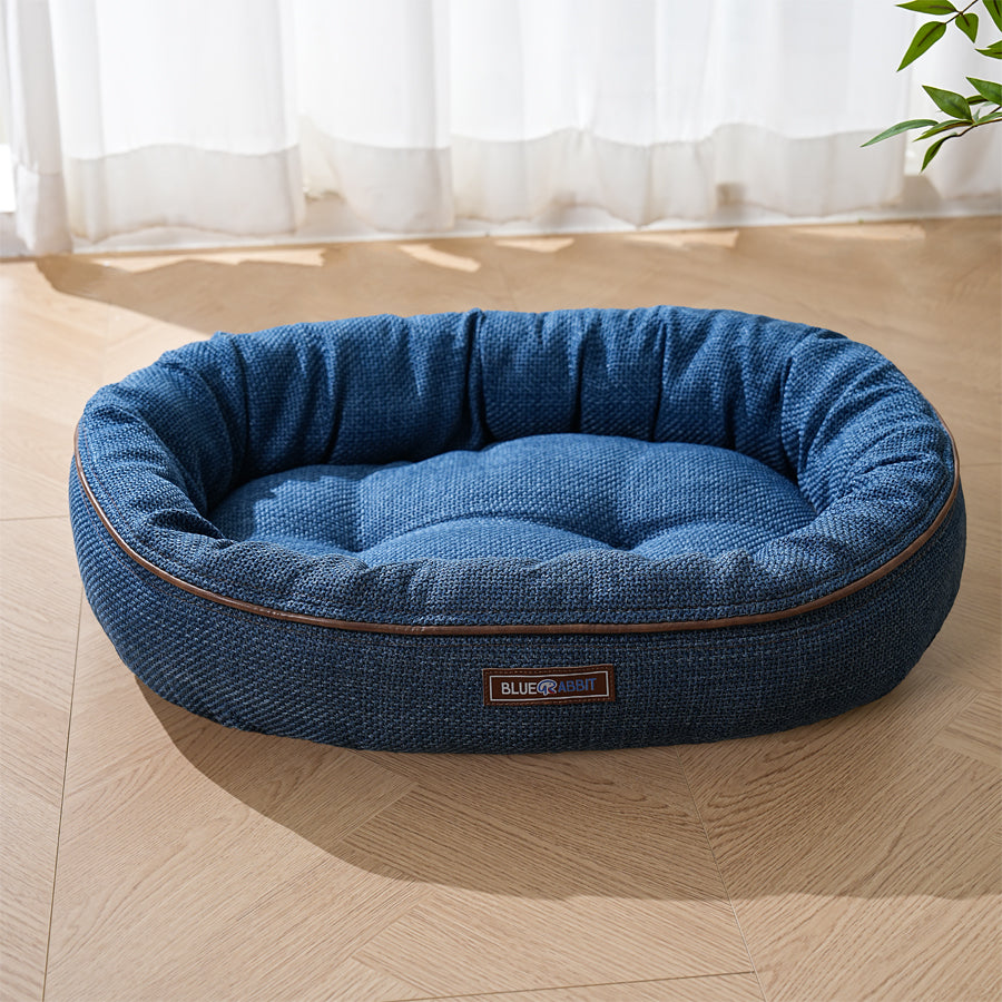Blue Cozy Oval Pet Bed