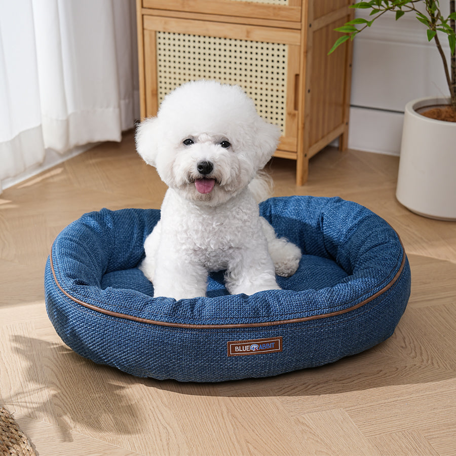 Blue Cozy Oval Pet Bed