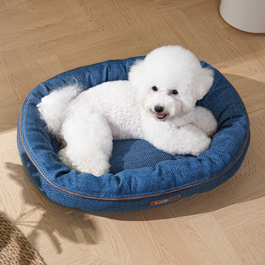 Blue Cozy Oval Pet Bed