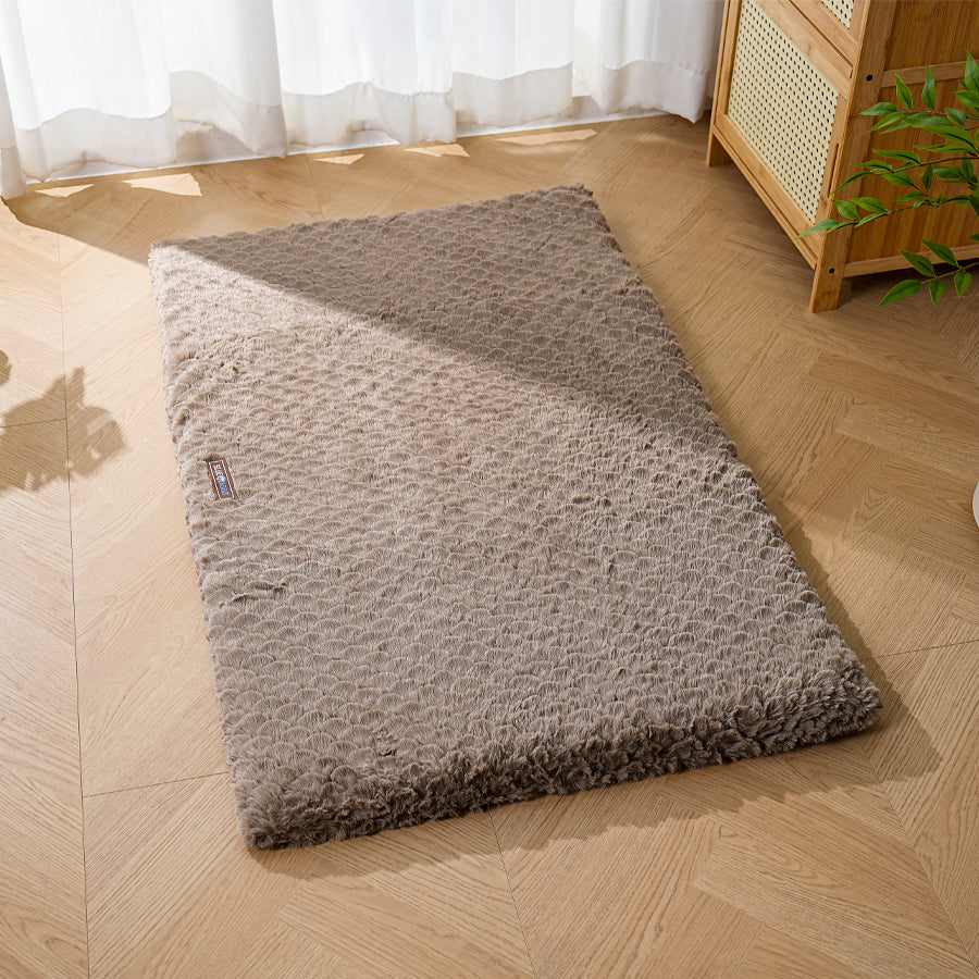Brown Plush Fluffy Dog Mat