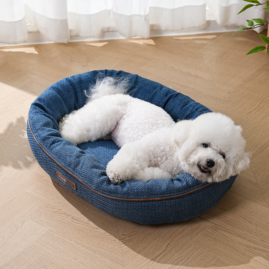 Blue Cozy Oval Pet Bed
