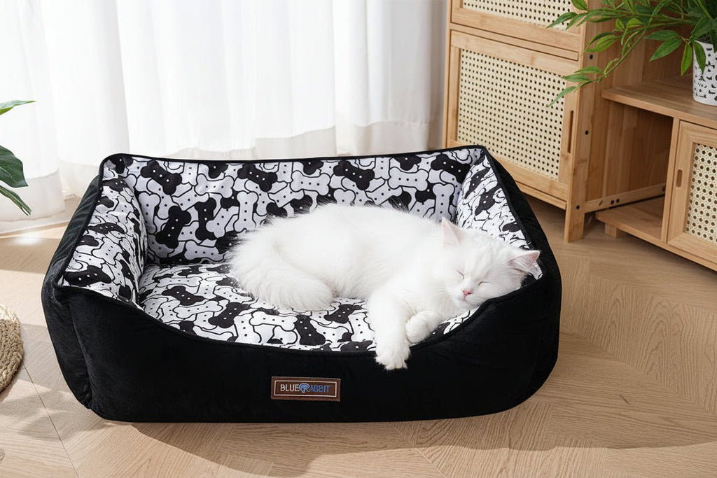 Black & White Bone Pattern Bed - Bluerabbit