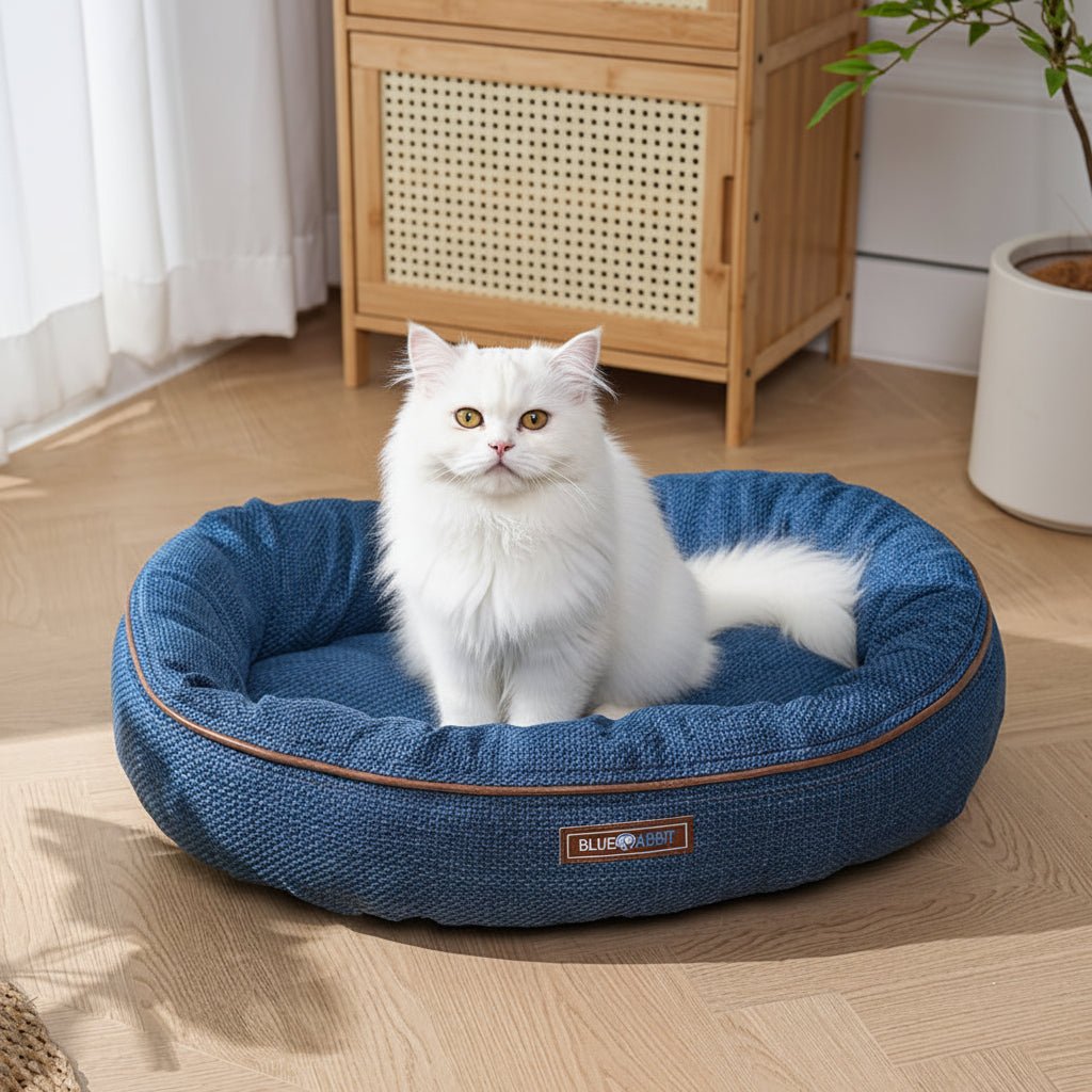 Denim Cozy Oval Pet Bed - Blue - Bluerabbit