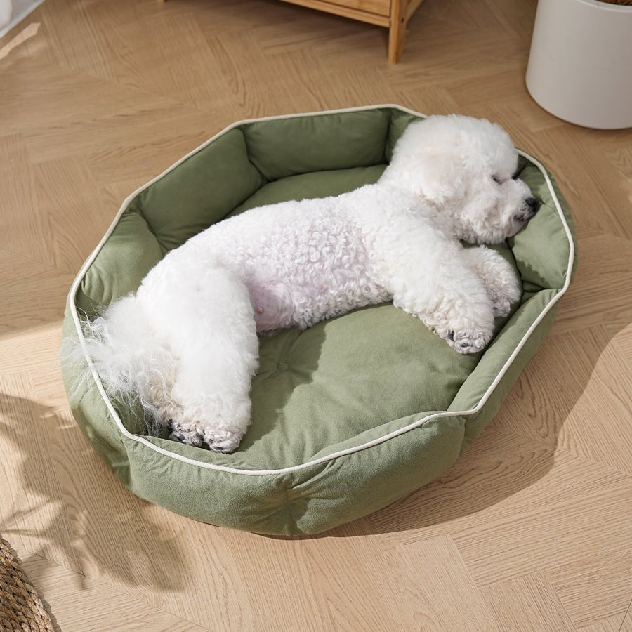 Green Plush Oval Bed - Bluerabbit