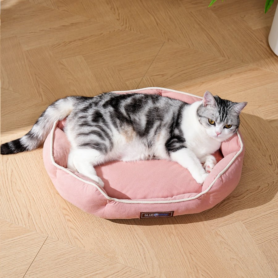 Grey Soft Plush Bolster Bed for Dogs and Cats - Blue Rabbit Australia